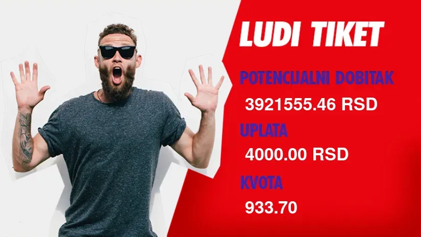 LUDI TIKET (-), ponedeljak, 3.921.555 dinara: Steaua sasekla krila nesuđenom Mozzart milioneru