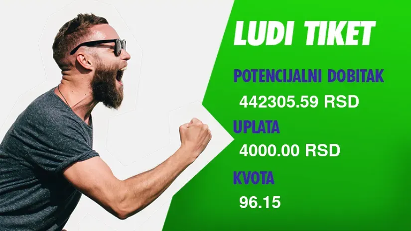 LUDI TIKET, sreda, 442.305 dinara: Ovako se kombinuje s golovima