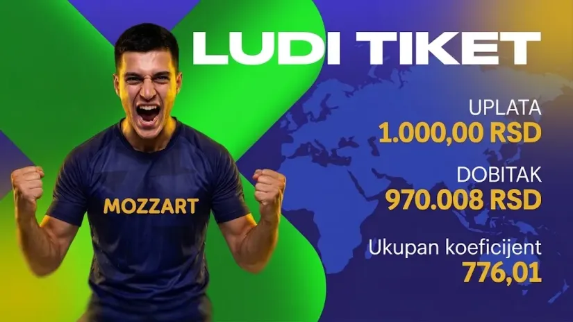 LUDI TIKET, četvrtak, 970.008 dinara: Hvala Zirkzeu za nebitan gol