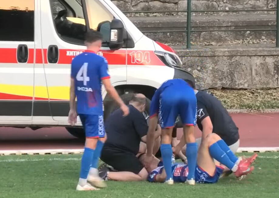 KRICI ODZVANJALI STADIONOM, FUDBALER SE PREVIJAO OD BOLOVA NA TERENU! Jeziva povreda u Srbiji! Svi su se hvatali za glavu, odmah prevezen u bolnicu! VIDEO