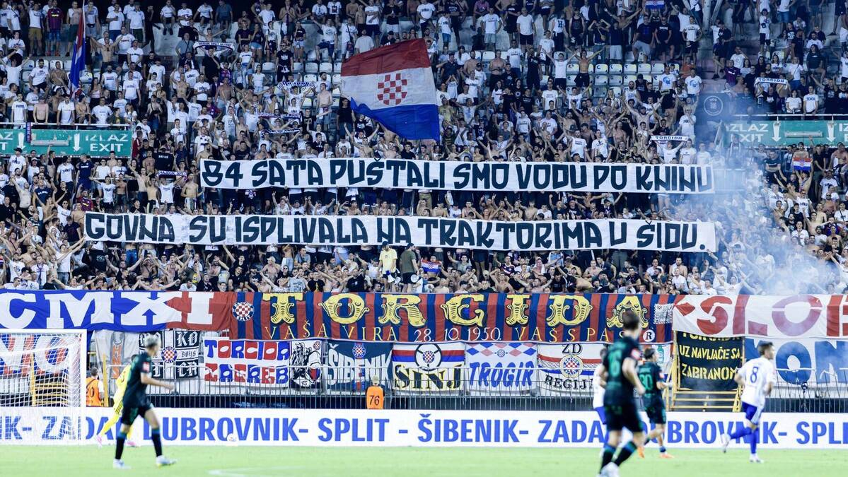 Jeziva poruka navijača Hajduka protiv Srba: "84 sata puštamo smo vodu po Kninu"