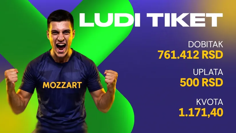 LUDI TIKET, utorak, 761.412: Uz Mozzart Relax kladite se na više!