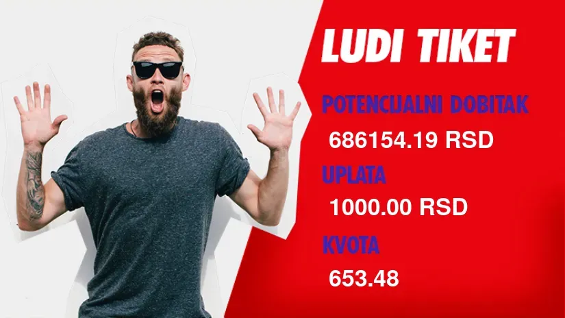 LUDI TIKET (-), sreda, 686.154 dinara: Pao na prvom paru, pa čekao da naplati promašaj
