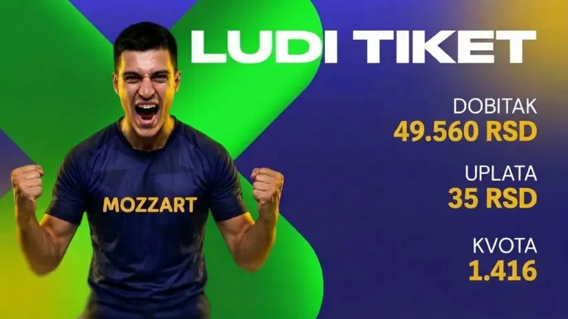 LUDI TIKET, petak, 49.560 dinara: Odigrao valcer s velikim kvotama