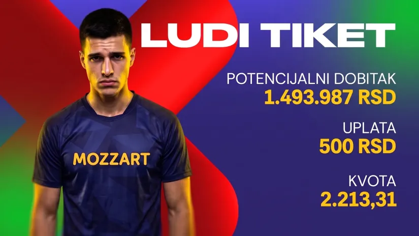 LUDI TIKET (-), subota, 1.493.987 dinara: Žižićev minus odneo fantastičan dobitak