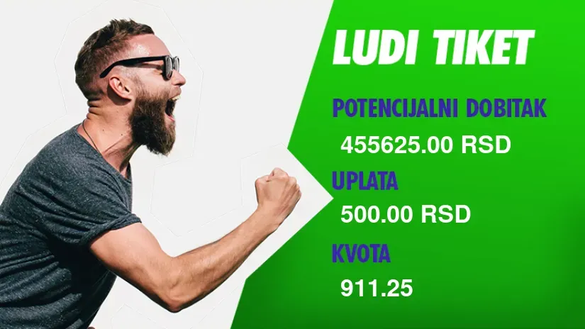 LUDI TIKET, četvrtak, 455.625 dinara: Grmelo na Ledinama zbog tačnih rezultata