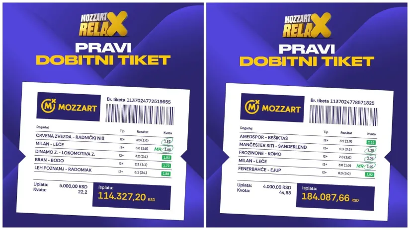 Uz MOZZART RELAX prvo poluvreme traje do 65. minuta!
