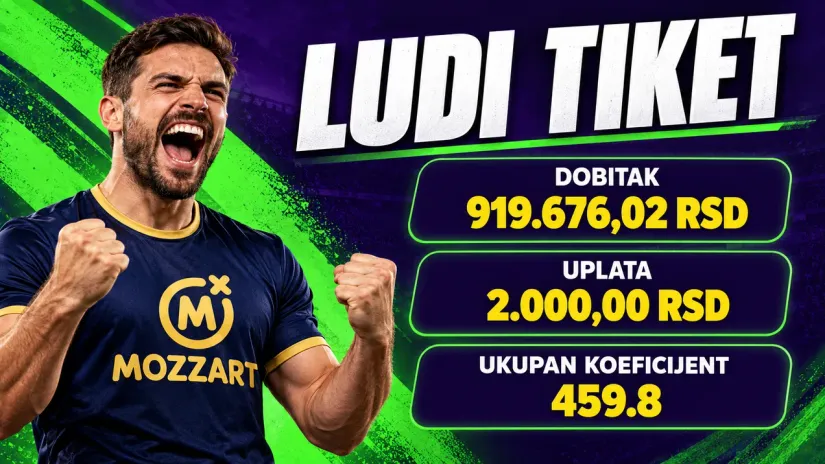 LUDI TIKET, petak: Evropsko veče za pamćenje, uplatio 2.000 dinara i dobio 919.676